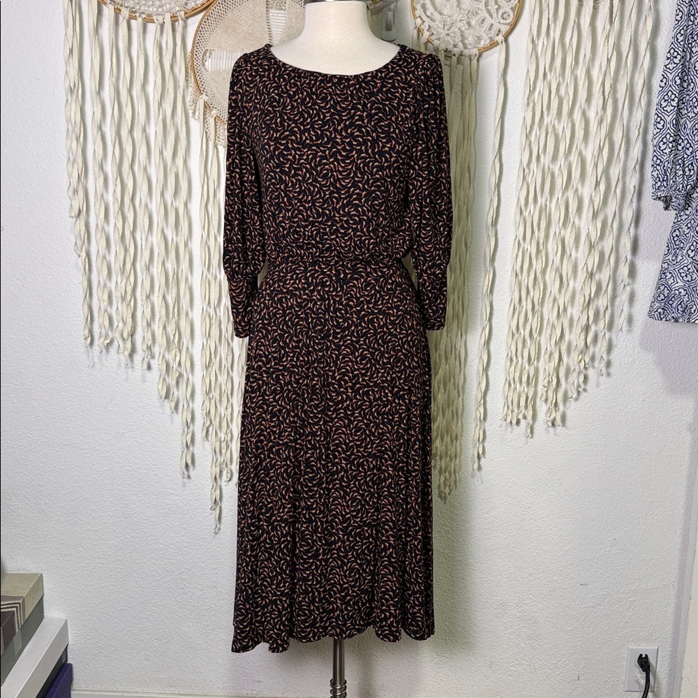 Anthropologie | Maeve Chatham Brown and Black Jersey Knit Midi Dress Size S - Picture 2 of 11